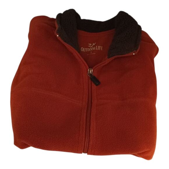 Outdoor Life Rust Brown Collar Polyester Fleece Unisex Zip Up Vest Size Small - Picture 1 of 10